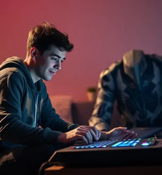 Un joven jugando con su ordenador gamer