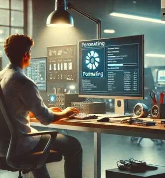 Informatico formateando ordenador